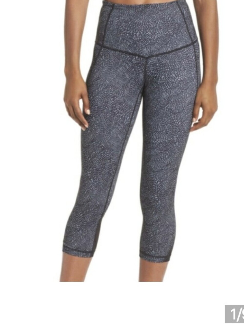 Zella High-Waist Crop Leggings in Black Speckle Print Sz Small
